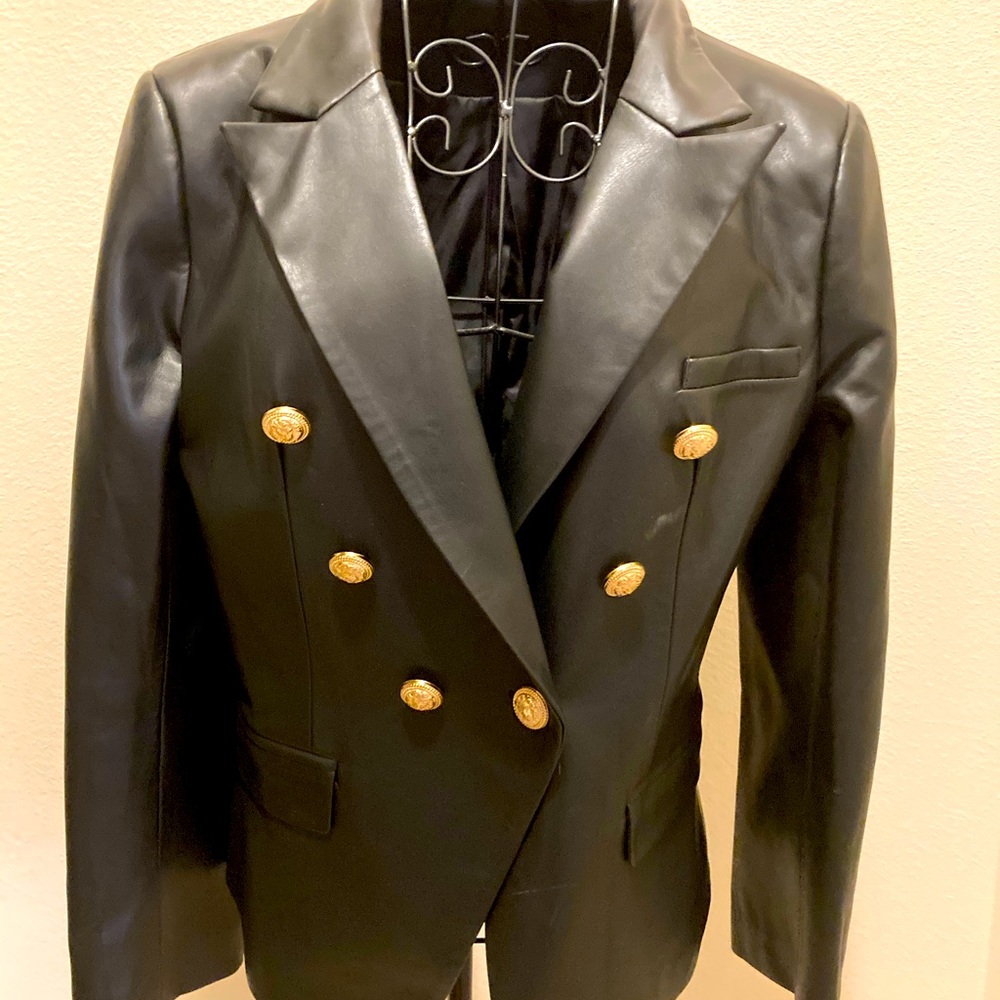 100% leather fully lined blazer